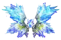 a painting of a butterfly with blue wings and a purple flower in the middle