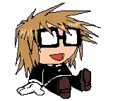 a pixel art drawing of a person wearing sunglasses