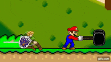 Mario Link Fight Mario Hammer Fight GIF - Mario Link Fight Mario Hammer Fight Mario Smash Fight GIFs