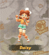 a cartoon character with the name daisy touring on the bottom
