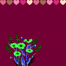 a pink background with hearts and flowers and the words " allah "