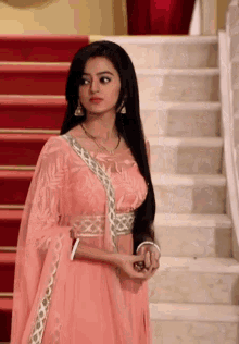 helly shah swaragini swara maheshwari track three peach dress
