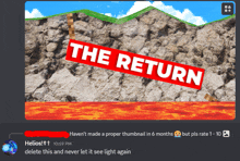a screenshot of a video game with the words the return