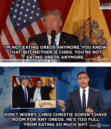 a picture of donald trump and a picture of chris christie on comedy central