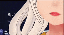 a close up of a girl 's face with the words " we will president trump " on the bottom
