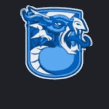 a blue emblem with a dragon on it and the word ndb below it