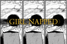 a black and white drawing of three people with the words girl napped above them