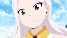 a girl with white hair and a red tie
