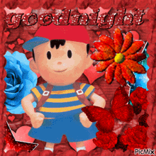 a picture of a cartoon character with the words goodnight on it