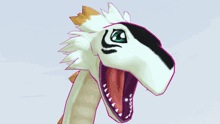 a cartoon drawing of a dragon with a purple mouth