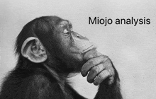 a black and white photo of a chimpanzee thinking about something .
