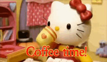 Coffee Time Hello Kitty GIF - Coffee Time Hello Kitty Coffee Coffee Break GIFs