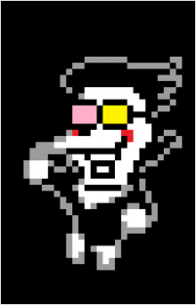a pixel art of a skeleton wearing sunglasses and a red nose .