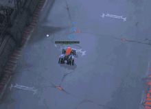 a video game shows a purple and blue explosion with arrows pointing in different directions