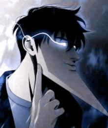 a man with a very long nose is wearing headphones .