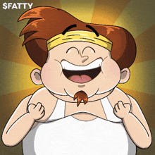 a cartoon of a fat man with the word fatty on the bottom right