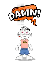 a cartoon character with a damn speech bubble above him