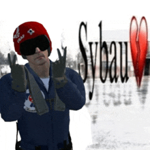 a man wearing a red helmet that says ubaf