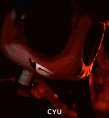 a painting of a person with the word cyu on the bottom right