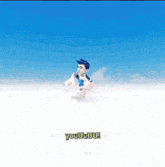 a cartoon character with a blue hat and gloves says " youuuuu "