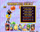 a screenshot of a video game that says character select at the top