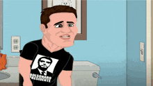 a cartoon of a man wearing a bolsonaro presidente shirt