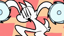 a cartoon drawing of a person with a fork and a circle in the middle