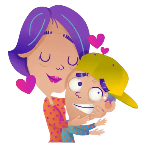 Mom Hugs Squirming Son Sticker - Family First Mothers Love Mom Stickers