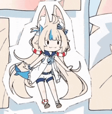 a drawing of a little girl with a fox 's tail