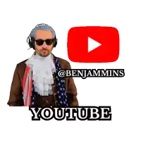 a benjamins youtube logo with a man wearing sunglasses
