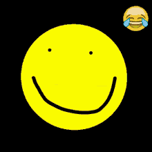 a yellow smiley face with blue tears coming out of its eyes