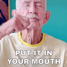 Put It In Your Mouth Oldgays GIF - Put It In Your Mouth Oldgays Take A Bite GIFs