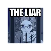 a girl with glasses is behind bars with the words `` the liar '' above her .