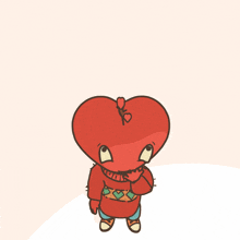 a cartoon drawing of a red heart with hearts coming out of it 's head