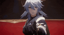 a girl with white hair and wings is holding a sword in her hand