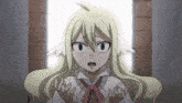 a girl with a surprised look on her face is wearing a white shirt and a pink tie