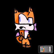 a cartoon drawing of a fox with a remote control in the background