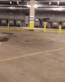 a person is walking in a parking lot with a red arrow pointing to the right