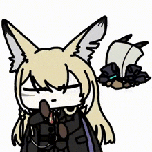 a cartoon drawing of a girl with fox ears