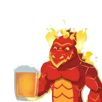 a cartoon of a dragon drinking from a jar