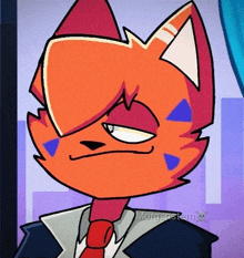 a cartoon drawing of a cat in a suit and tie