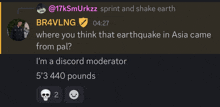 a screenshot of a conversation between a person and a discord moderator