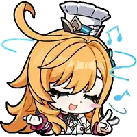 a cartoon drawing of a girl wearing a hat with music notes around her