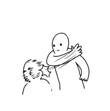 a black and white drawing of a man hitting another man in the face .
