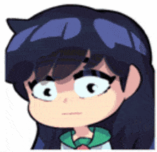 a cartoon drawing of a girl with long black hair