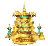 a painting of a statue with a dragon on top of it