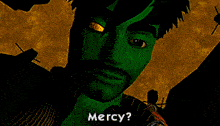 a close up of a cartoon character 's face with glowing yellow eyes