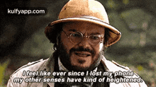 a man wearing a hat and glasses says i feel like ever since i lost my phone