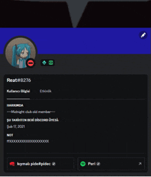 a screenshot of a person 's discord profile with a picture of hatsune miku on it