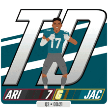 a cartoon drawing of a football player with the number 17 on his jersey